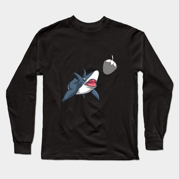 strawberry shark Long Sleeve T-Shirt by dsbsoni